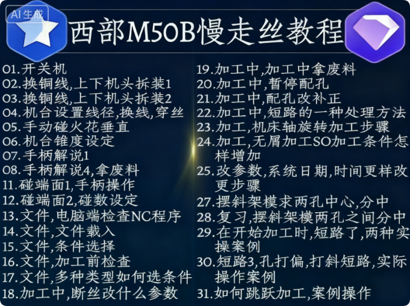 西部慢走絲機床M50B操作入門自學視頻教程 SeiBu慢走絲操作教程-機械資源網