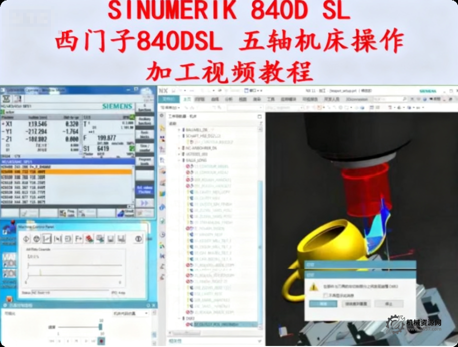 西門子 840DSL 五軸機床加工教程_SINUMERIK840D sl 五軸加工視頻課程-機械資源網