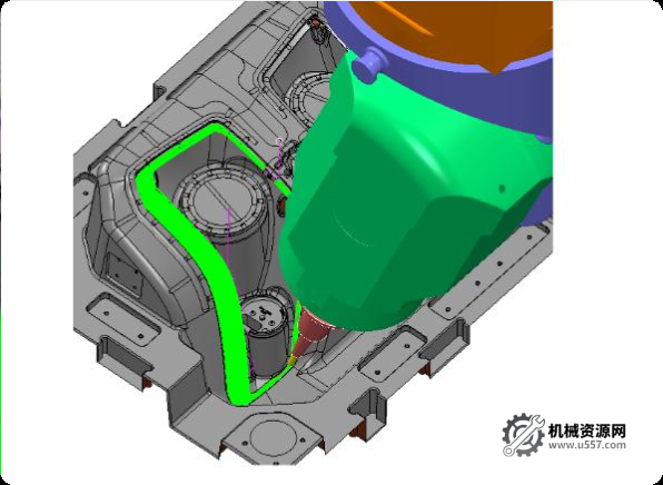 powermill 汽車模具教程：車燈后模五軸開大粗刀路軌跡